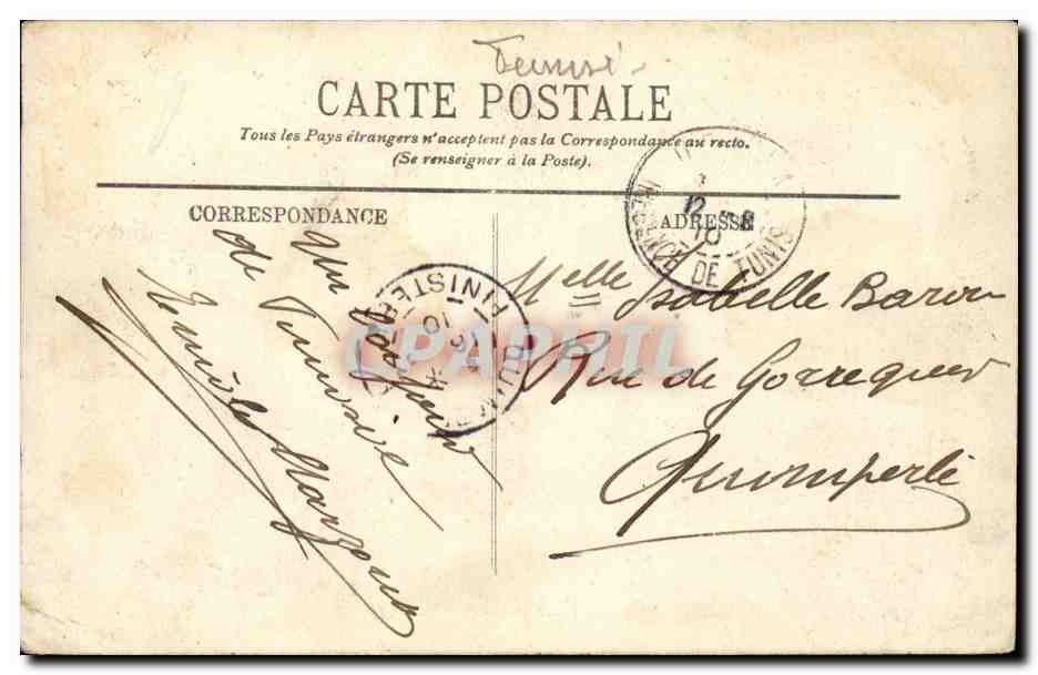 Tunisie CPA Scenes et types Touggourt Dans l'oasis (ane donkey mule) — Verso