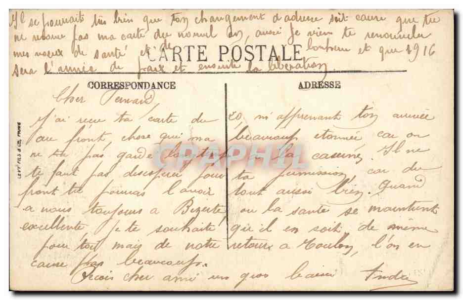 Tunisie CPA Bizerte Avenue de France — Verso