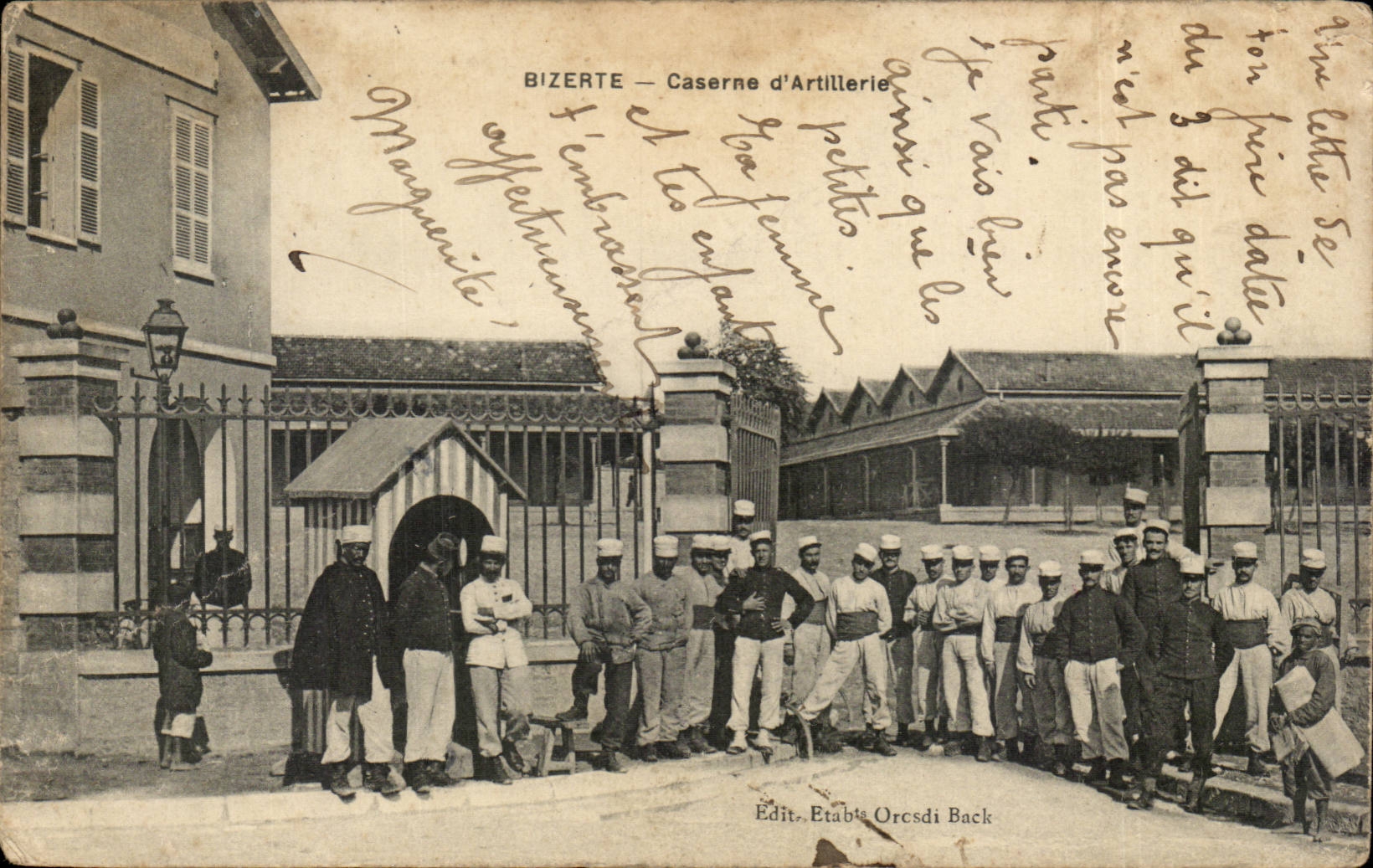 Tunisie CPA Bizerte CAserne d'artillerie (militaria)