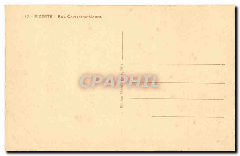 Tunisie CPA Bizerte Rue Capitaine madon — Verso