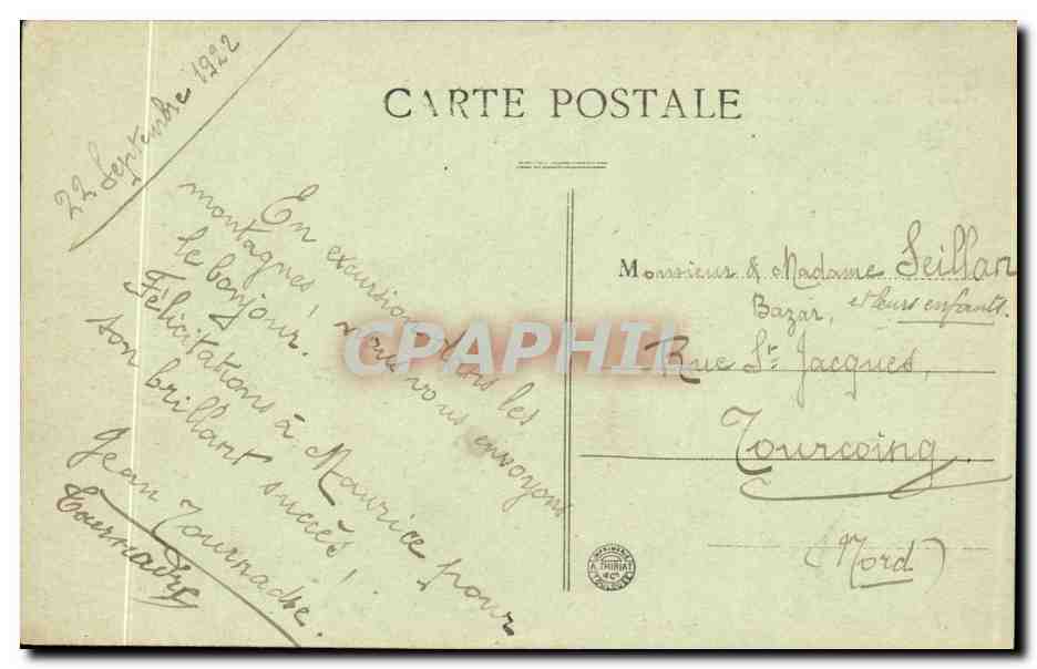 CPA Cantal Le Puy Mary vu des Fours de Peyre Arse — Verso