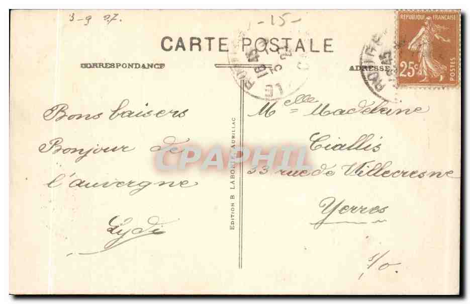 CPA Cantal Viaduc de Ribeyres pres Aurillac Train — Verso