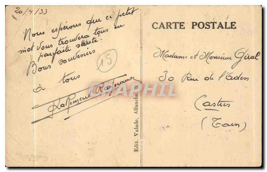 CPA Cantal Allanche Pont neuf et quartier de la gare — Rückseite