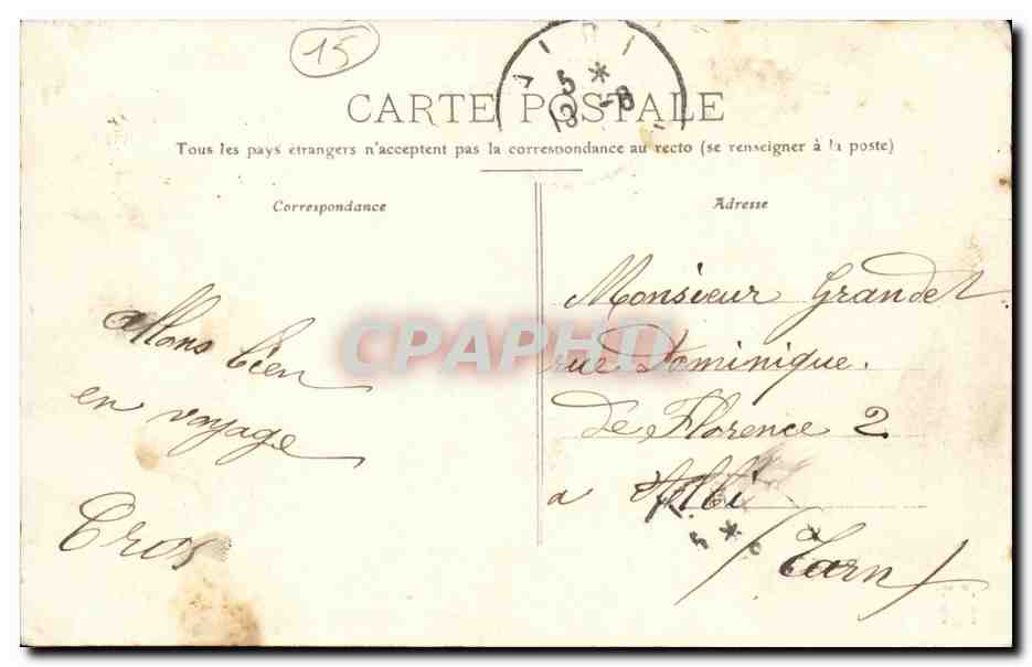 Cantal CPA Les pas de Compaing pres Thiezac — Verso