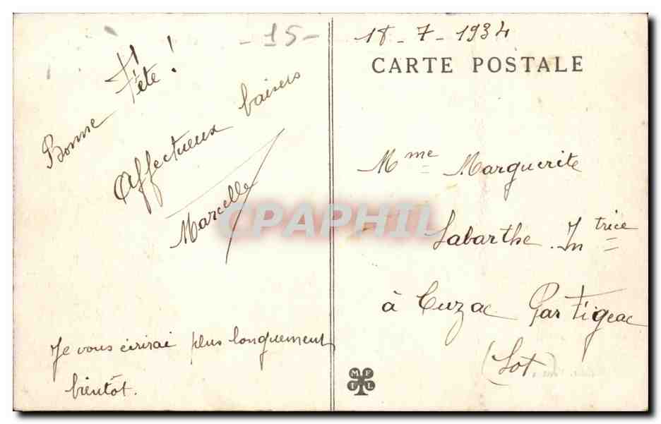 Cantal CPA Laroquebrou Vue generale — Rückseite
