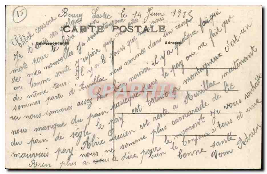 CPA Le Cantal Saint Flour Place du Faubourg — Rückseite
