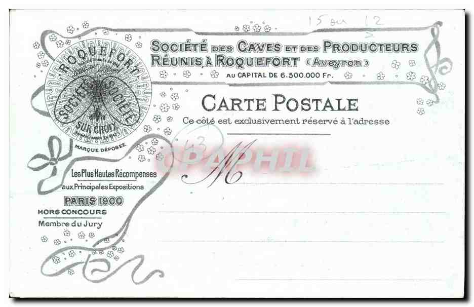 CPA Auvergne Saint Flour Vue generale (au dos publicite Roquefort Fromage) — Rückseite