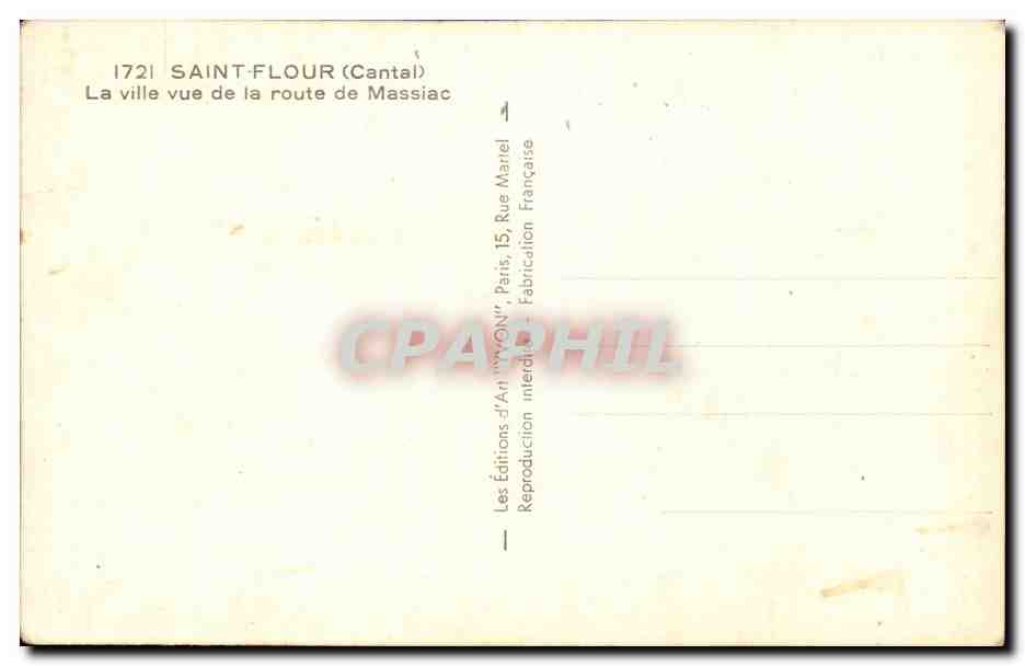 Auvergne CPA Saint Flour La ville de la route de Massiac — Rückseite