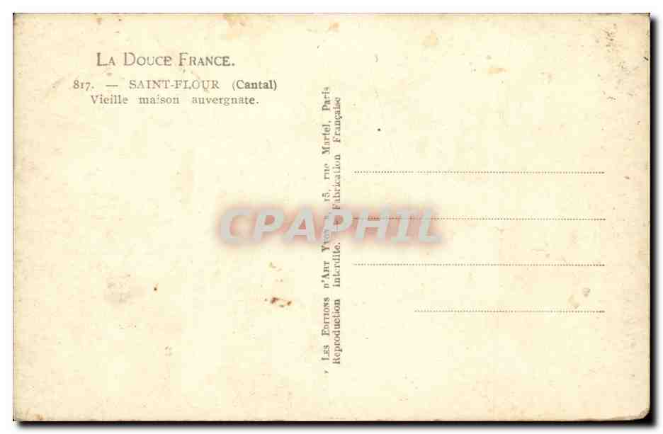 Auvergne CPA Saint Flour Vieille maison auvergnate — Rückseite