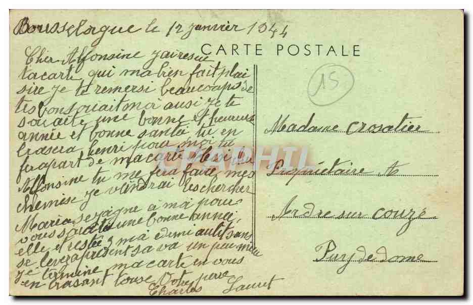 Massiac (Cantal) — Vue Générale, au fond les Rochers de Ste-Madeleine et St-Victor — éditeur Cim — Reverso