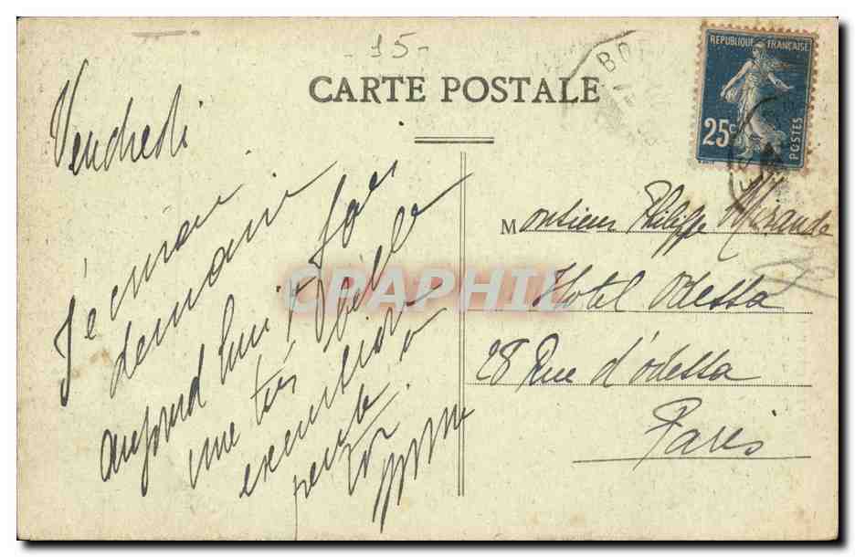 Auvergne Cantal CPA Moulin et chateau de la Clidele a Menet — Verso