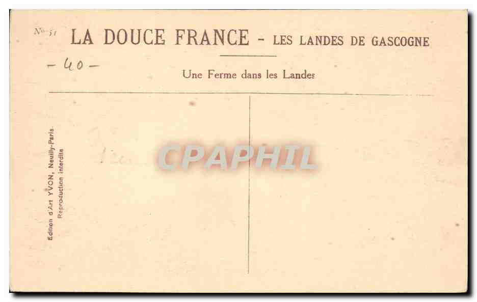 Les Landes CPA Une ferme dans les Landes — Rückseite