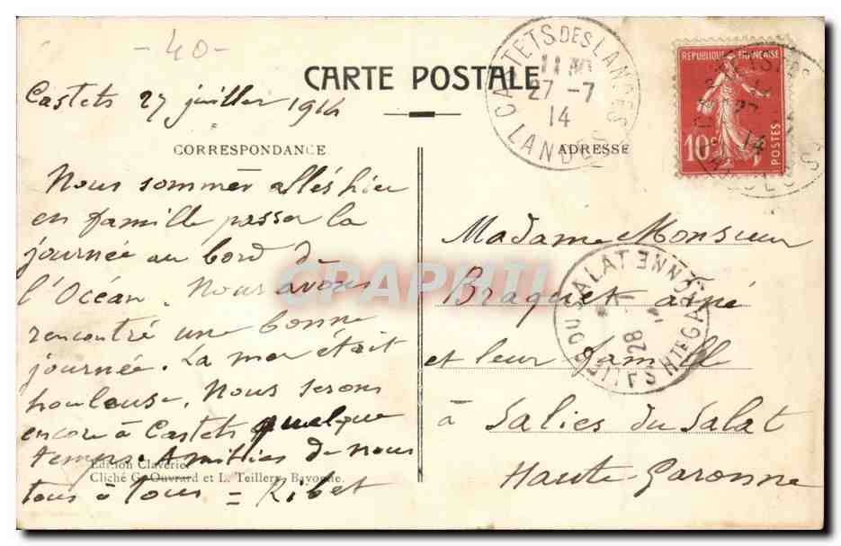 CPA Vieux Boucau les Bains Le bain — Rückseite
