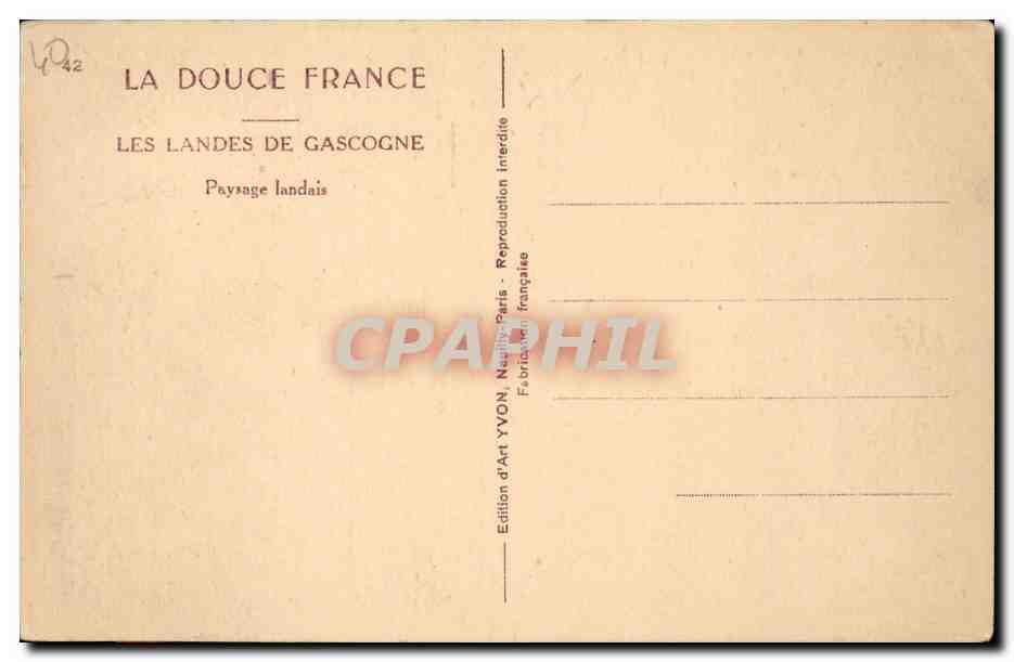 Les Landes de Gascogne — Paysage landais — Édition d'Art YVON, Paris — Verso