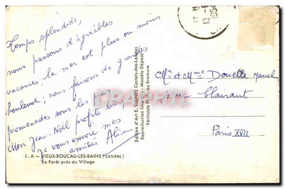 Forêt de pins — Vieux-Boucau-les-Bains (Landes) — Édition d'Art E. VIGNES — Reverso