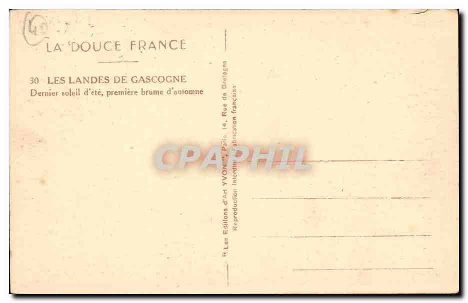 Les Landes de Gascogne CPA Dernier soleil d'ete premiere brume d'automne — Rückseite
