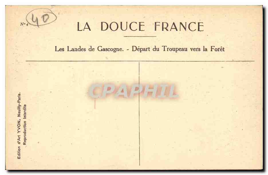 Les Landes de Gascogne CPA Depart du troupeau vers la foret — Rückseite