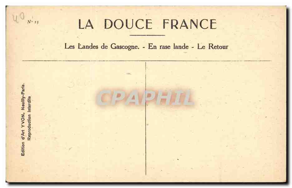 CPA Les Landes de Gascogne En rase lande Le retour — Rückseite