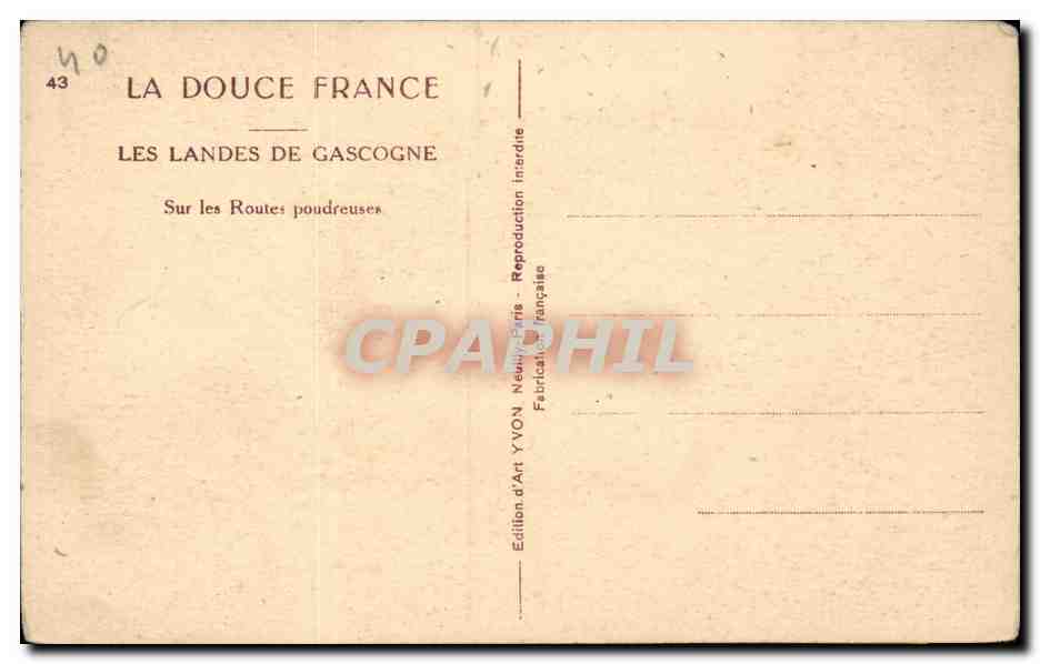 CPA Les Landes en Gascogne Sur les routes poudreuses — Rückseite