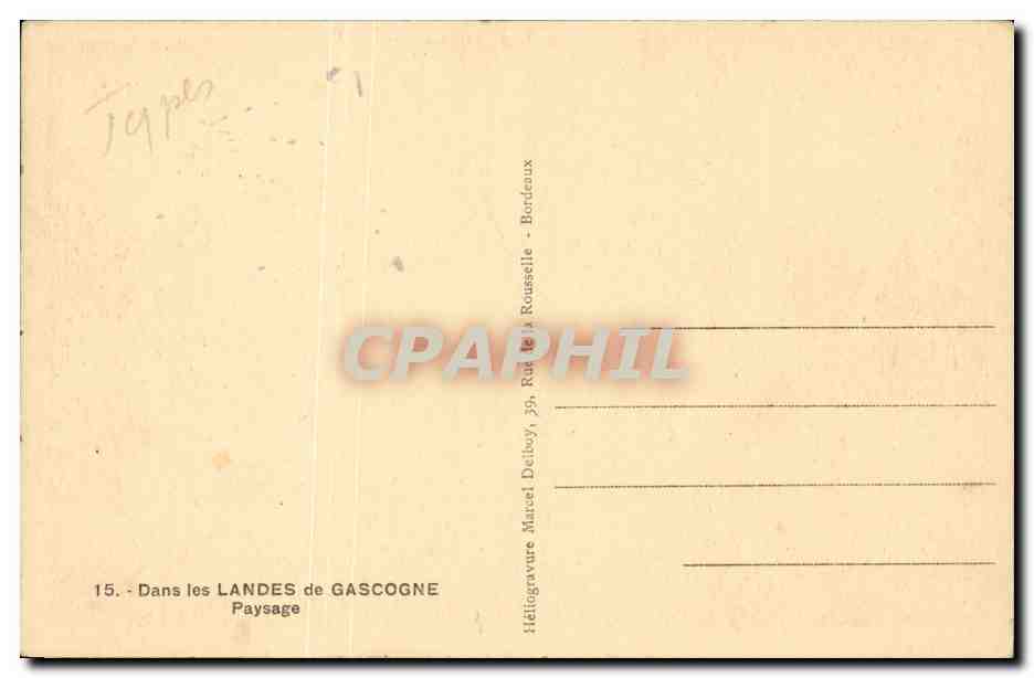 Paysage dans les Landes de Gascogne — Héliogravure — Héliegravure Marvel Deltoy, 29, Rue de la Rousselle, Bordeaux — Rückseite