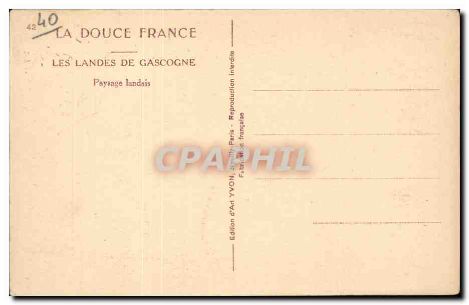 Les Landes de Gascogne CPA Paysage landais — Rückseite