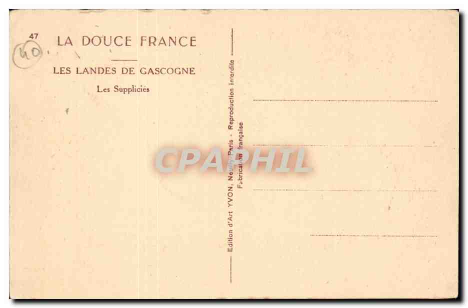 Les Landes de Gascogne — Les Suppliciés — Édition d'Art YVON, Paris — Rückseite