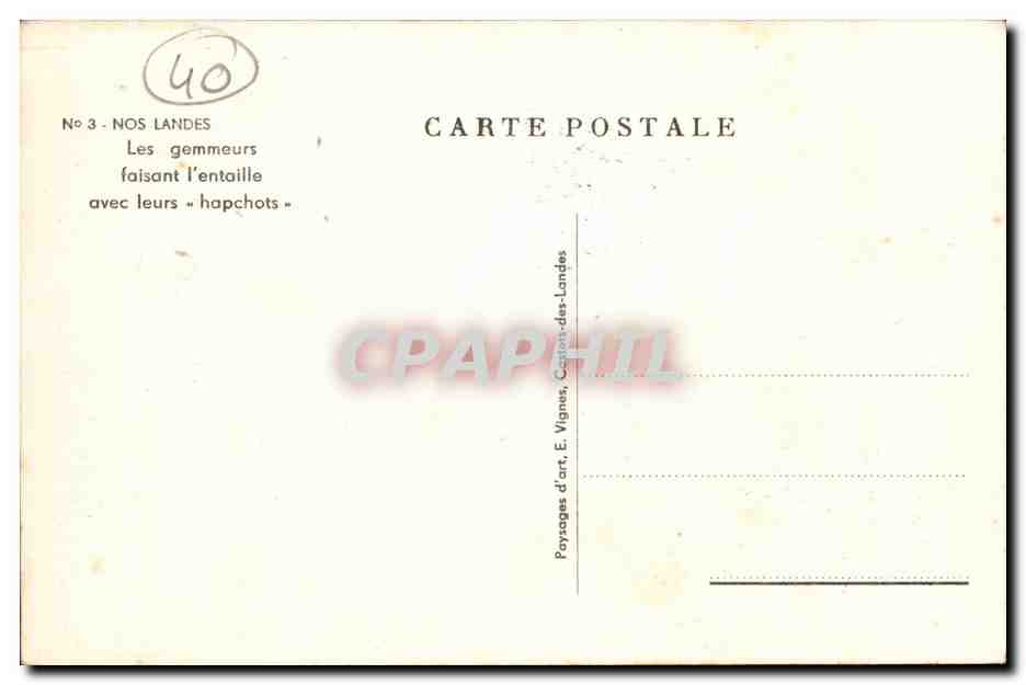 Les gemmeurs faisant l'entaille — Nos Landes — E. VIGNES — Rückseite