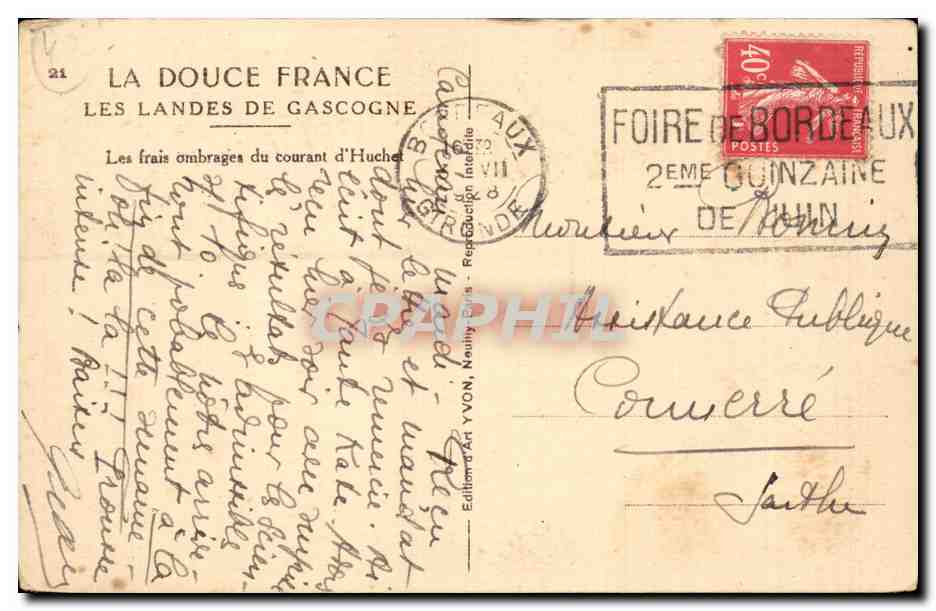 Les Landes de Gascogne — Les frais ombrages du courant d'Huchet — Édition d'Art Yvon, n°21 — Rückseite