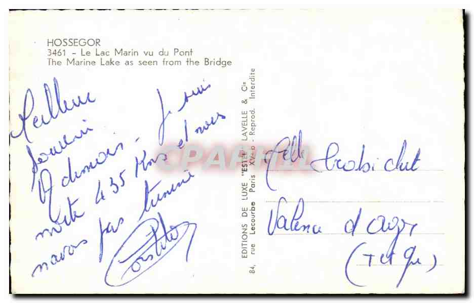 Hossegor CPM Le lac Marin vu du pont  — Rückseite