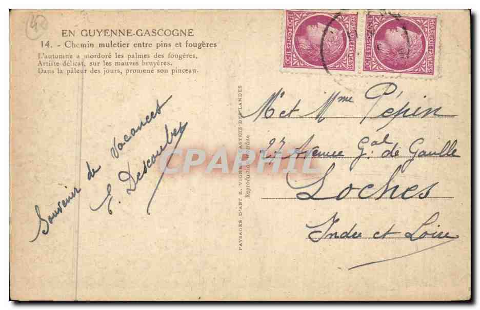 CPA Chemin muletier entre pins et fougeres Guyenne Gascogne Landes — Rückseite