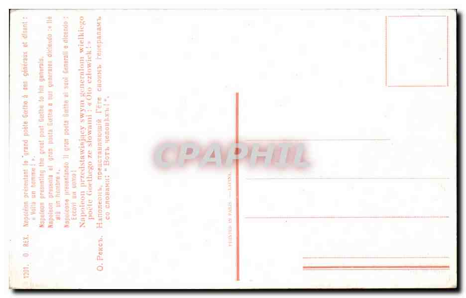 CPA Napoleon presentant le grand poete Goethe a ses generaux et disant 'Voila un homme'  — Verso