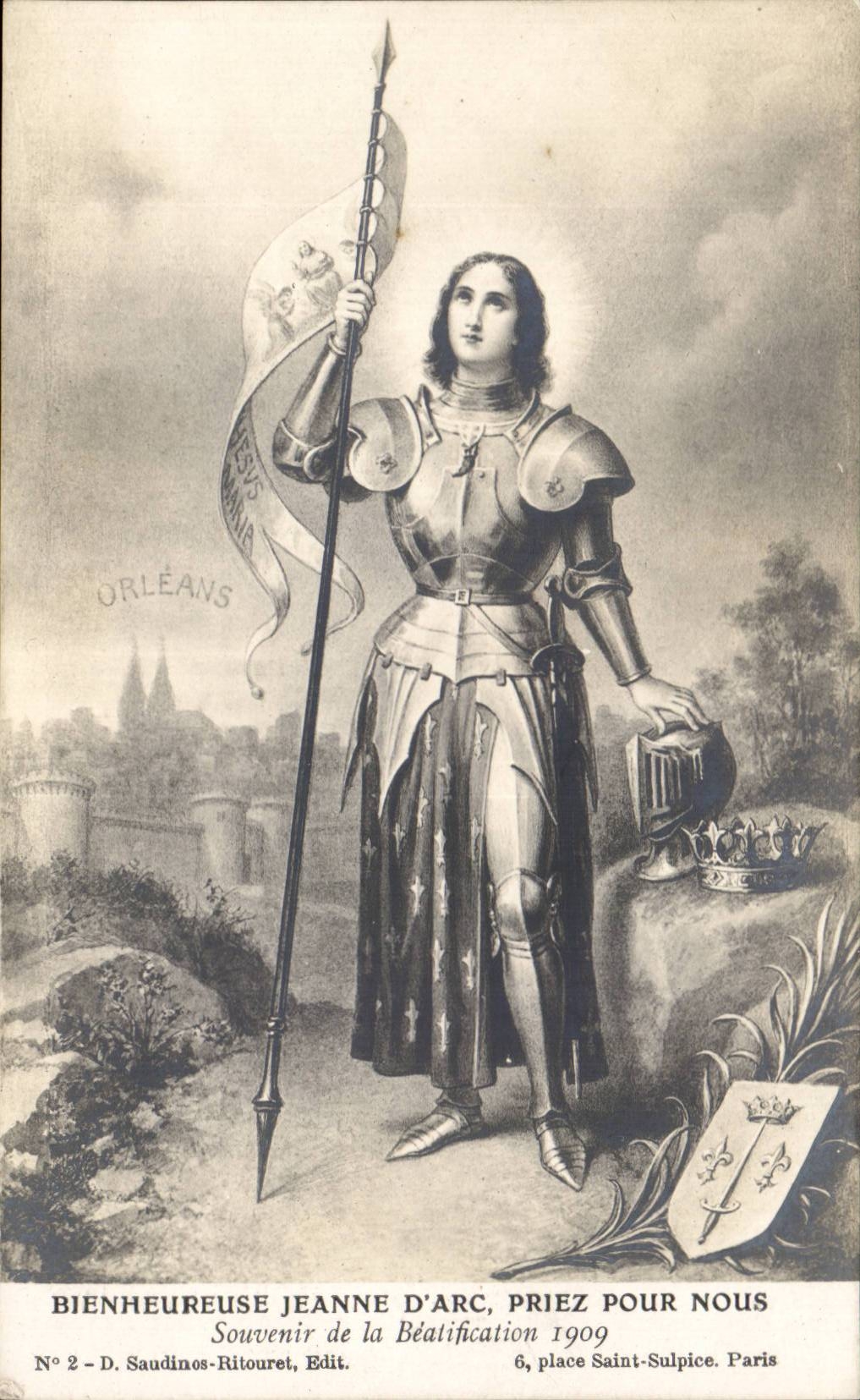 CPA Bienheureuse Jeanne d'arc priez pour nous Souvenir de la beatification 1909 Orleans Paris