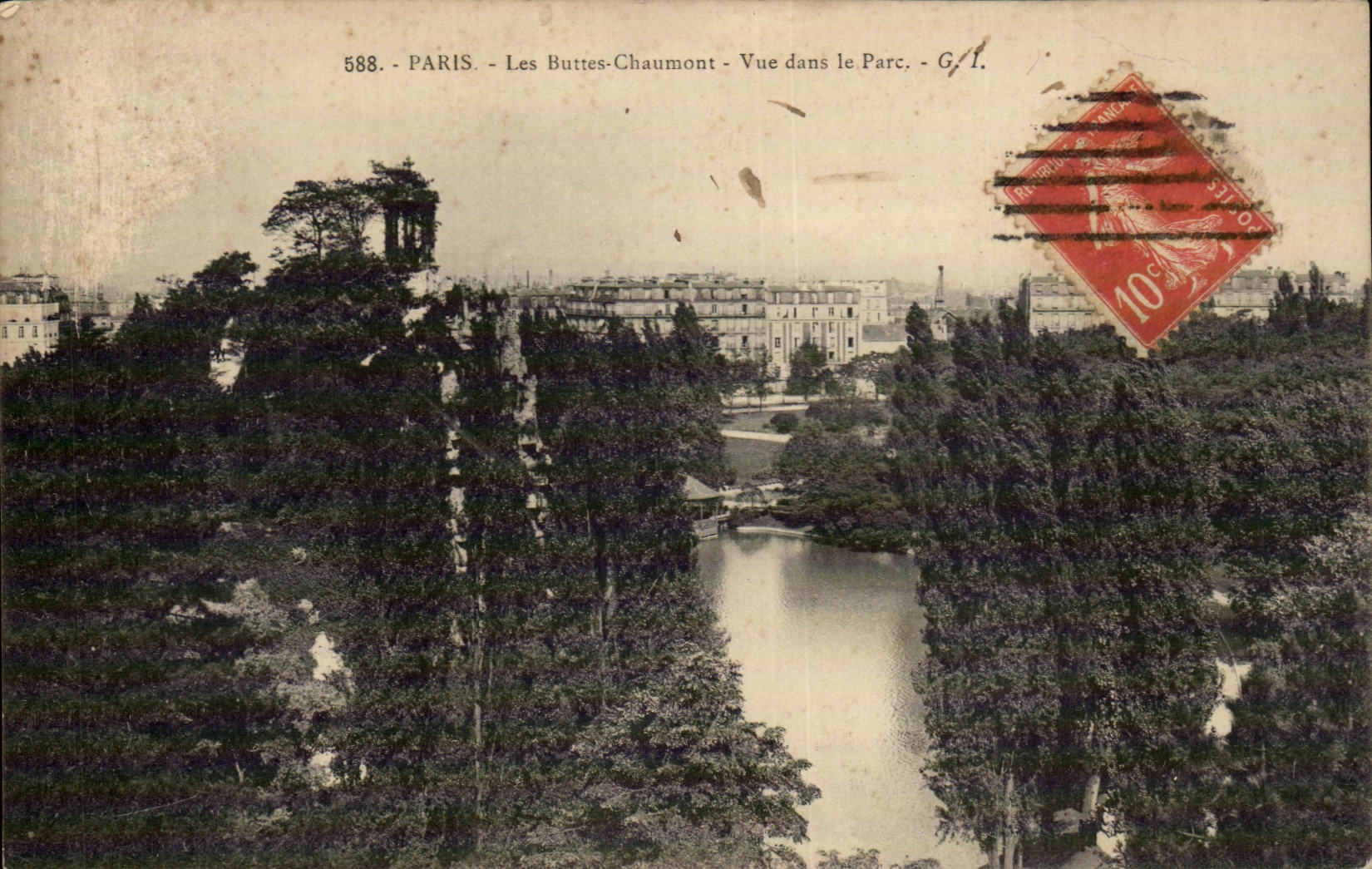 Paris CPA Les Buttes Chaumont Vue dans le parc