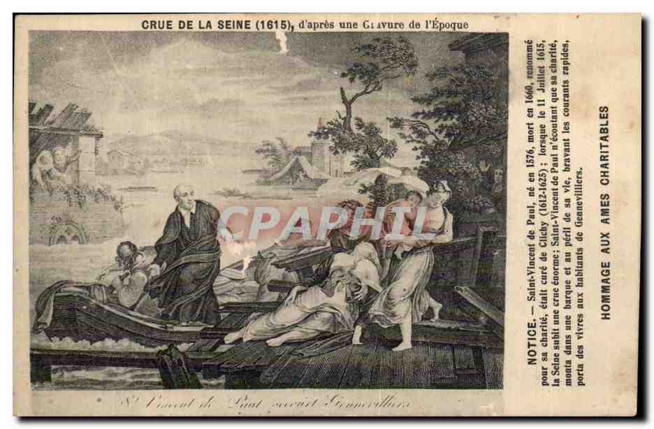 Paris CPA Crue de la Seine (1615) d'apres une gravure de l'epoque 