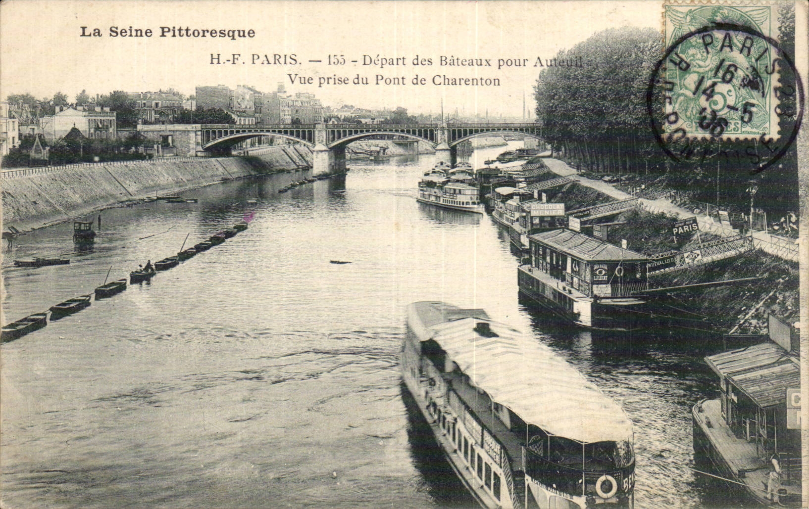 Paris CPA Depart des bateaux pour Auteuil Vue prise du pont de Charenton