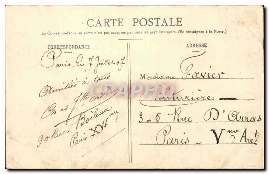 Paris CPA La SEine au point du jour — Verso