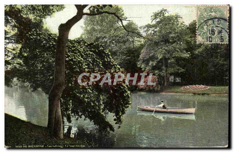 Paris CPA Bois de Boulogne Lac inferieur Le long des iles