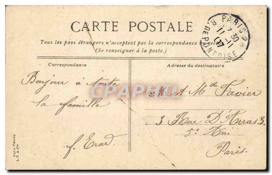 Paris CPA Bois de Boulogne Le pont entre les deux iles — Rückseite