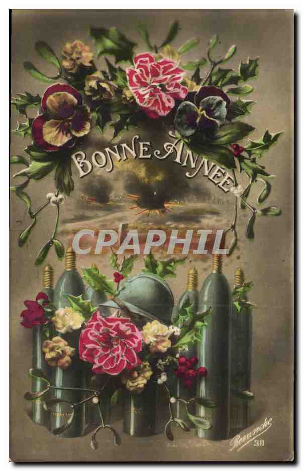 CPA Fantaisie Bonne annee (militaria)