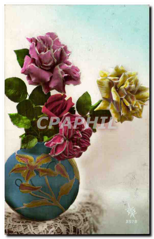 CPA Fantaisie Fleurs Roses