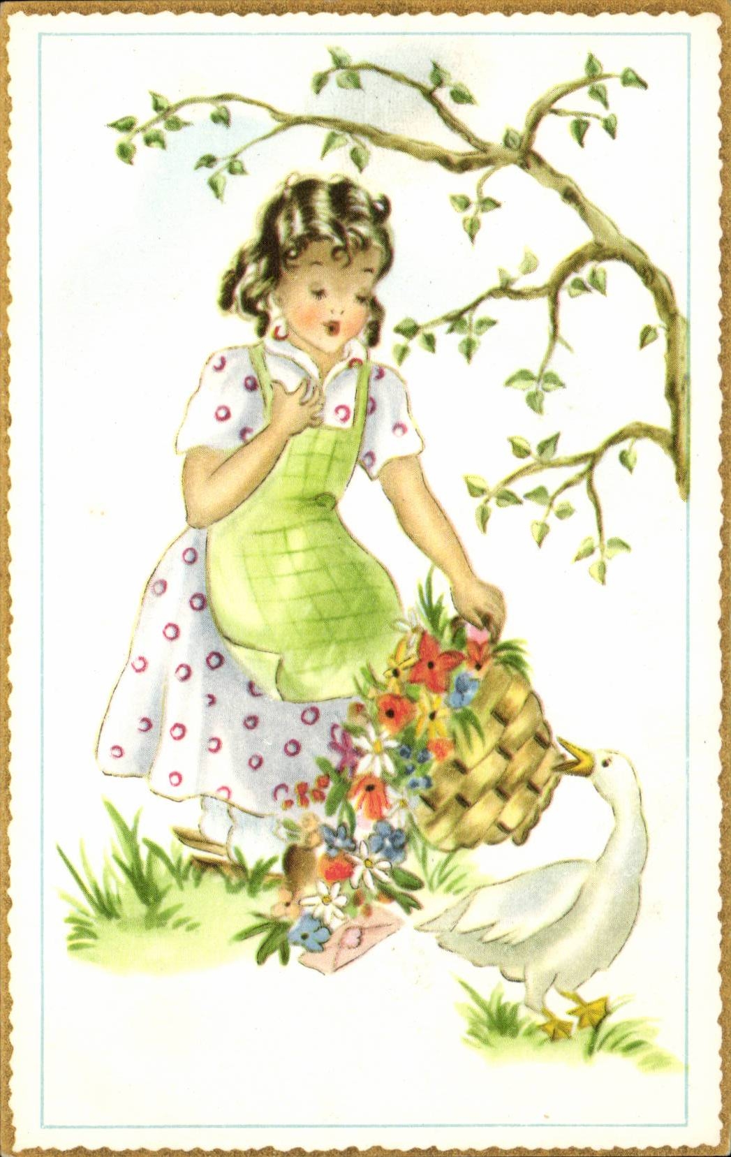 CPA Fantaisie Enfant et oie