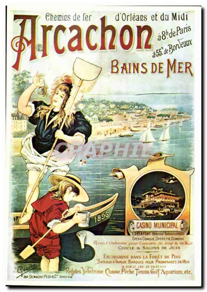 CPM Affiche Chemins de fer d'orleans et du Midi Arcachon Bains de mer