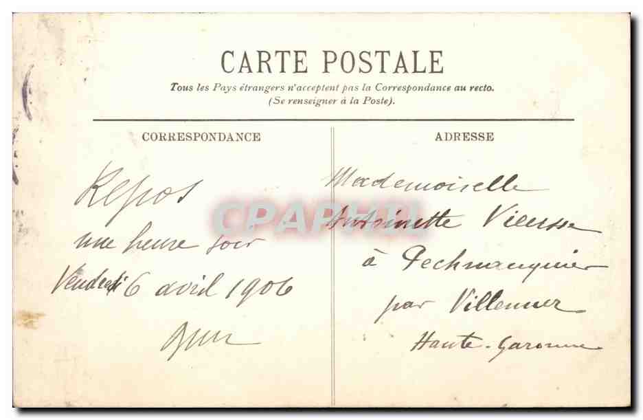 Paris CPA Arc de triomphe — Rückseite
