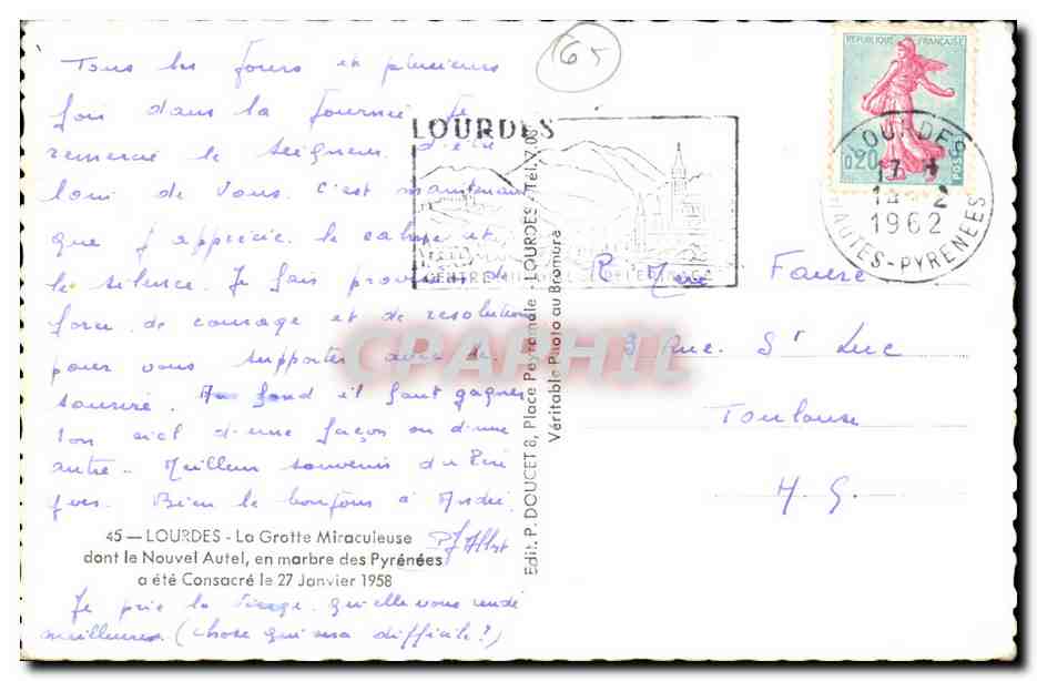Lourdes CPM La grotte miraculeuse  — Verso