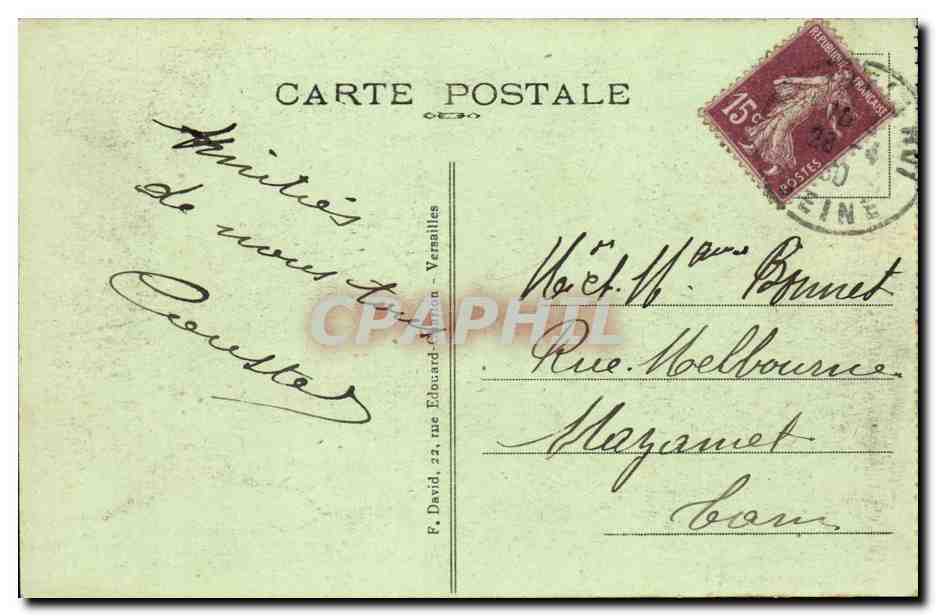 Versailles — Grandes Eaux du Trianon — Le Buffet — éditeur F. David, n°85 — Verso