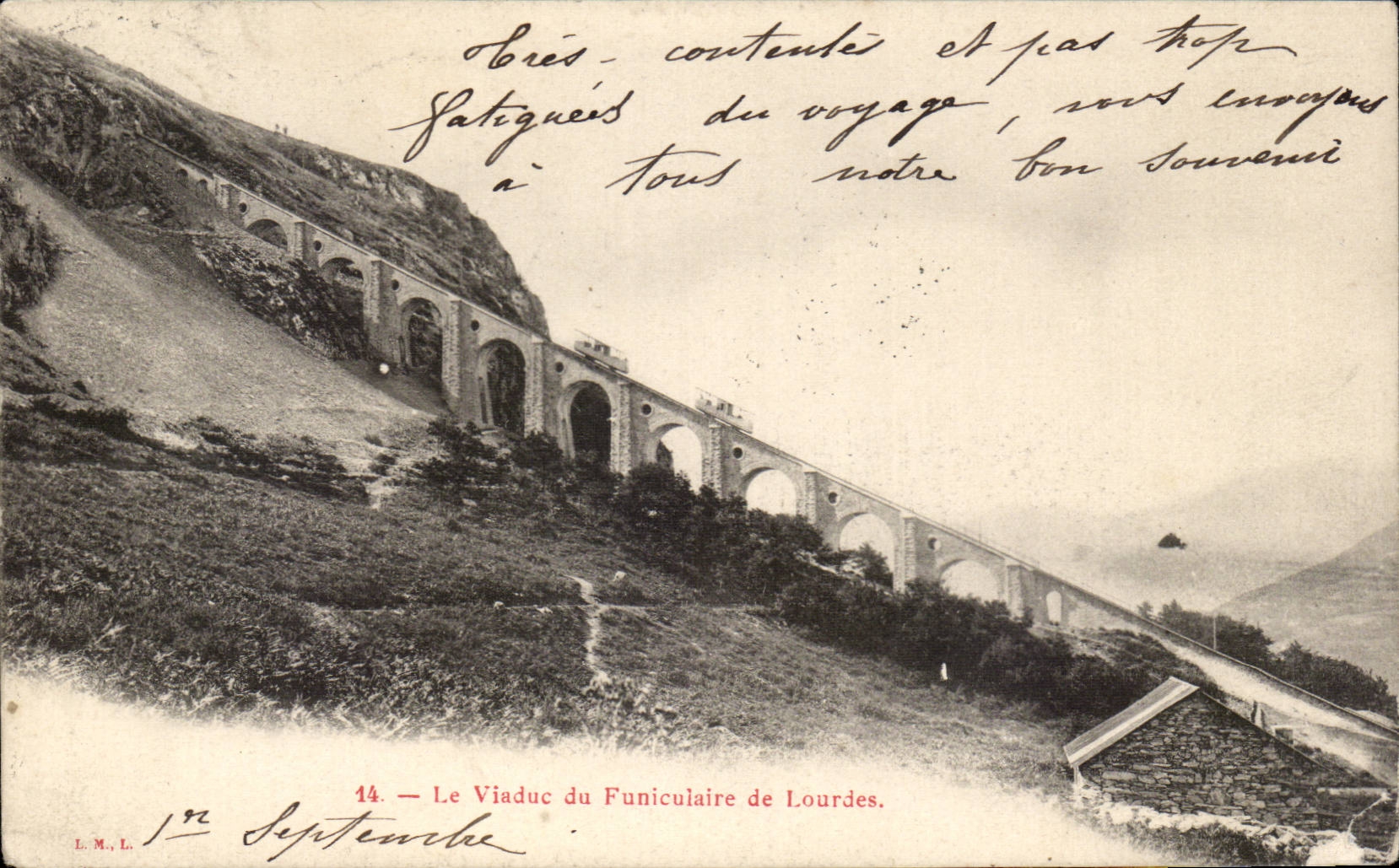CPA Le viaduc du funiculaire de Lourdes