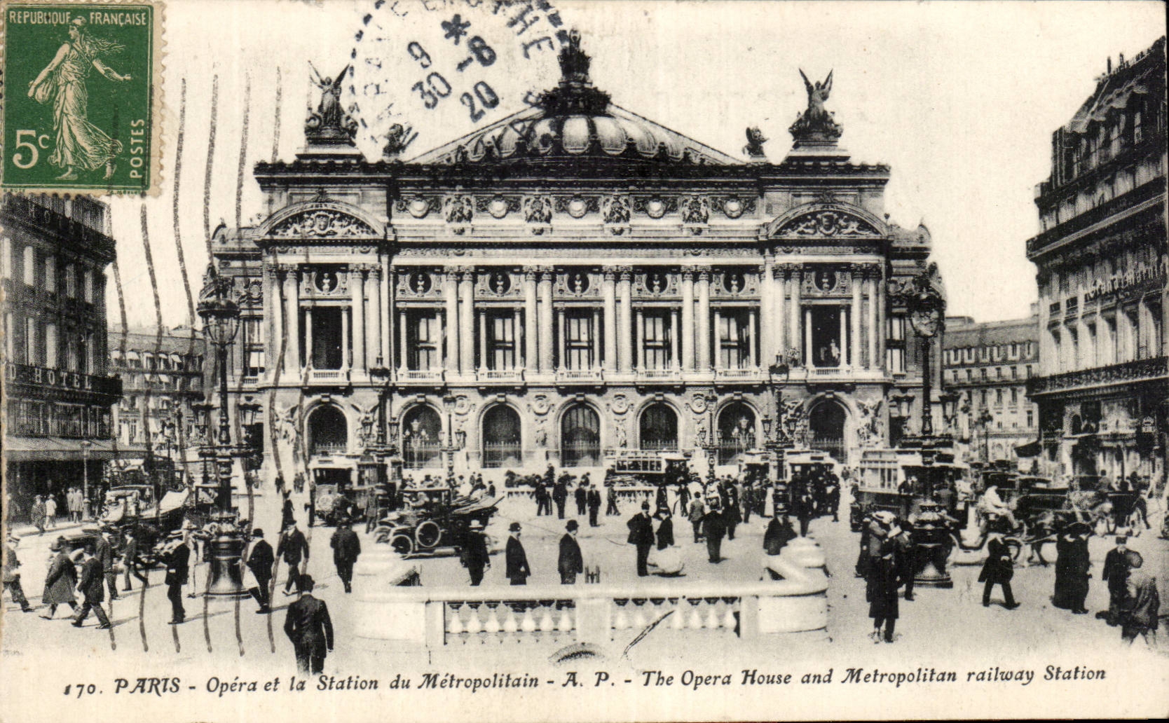 Paris CPA Opera et et station du Metropolitain 