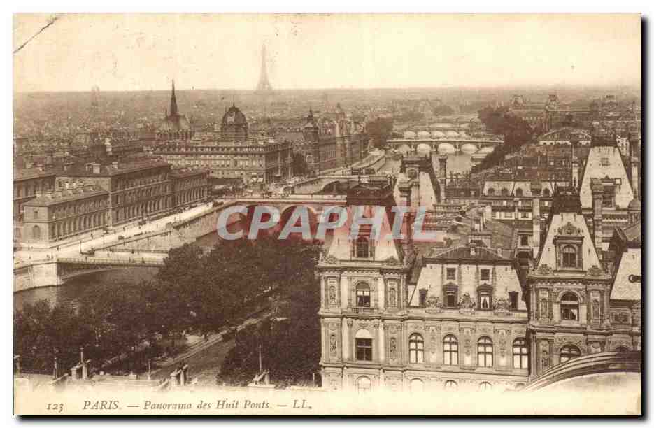 Paris CPA Panorama des huit ponts (Tour eiffel)