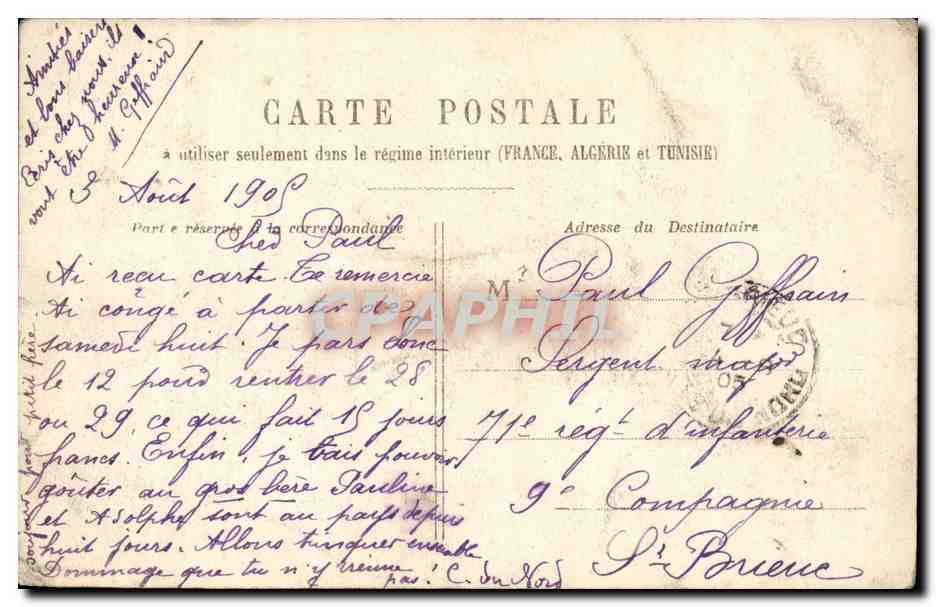 Paris CPA Arc de triomphe du Carrousel — Rückseite