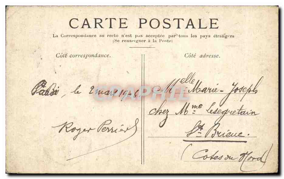 Paris CPA Le petit Palais — Verso